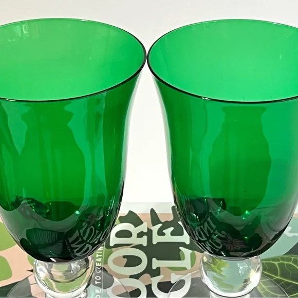 2 Lenox Holiday Gems Emerald Green All Purpose Wine Glass 8879547 Goblet Gift - Picture 11 of 13